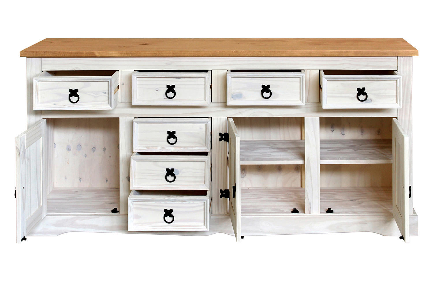 SIDEBOARD  in 174/84/44 cm  - Schwarz/Weiß, Natur, Holz (174/84/44cm) - Livetastic