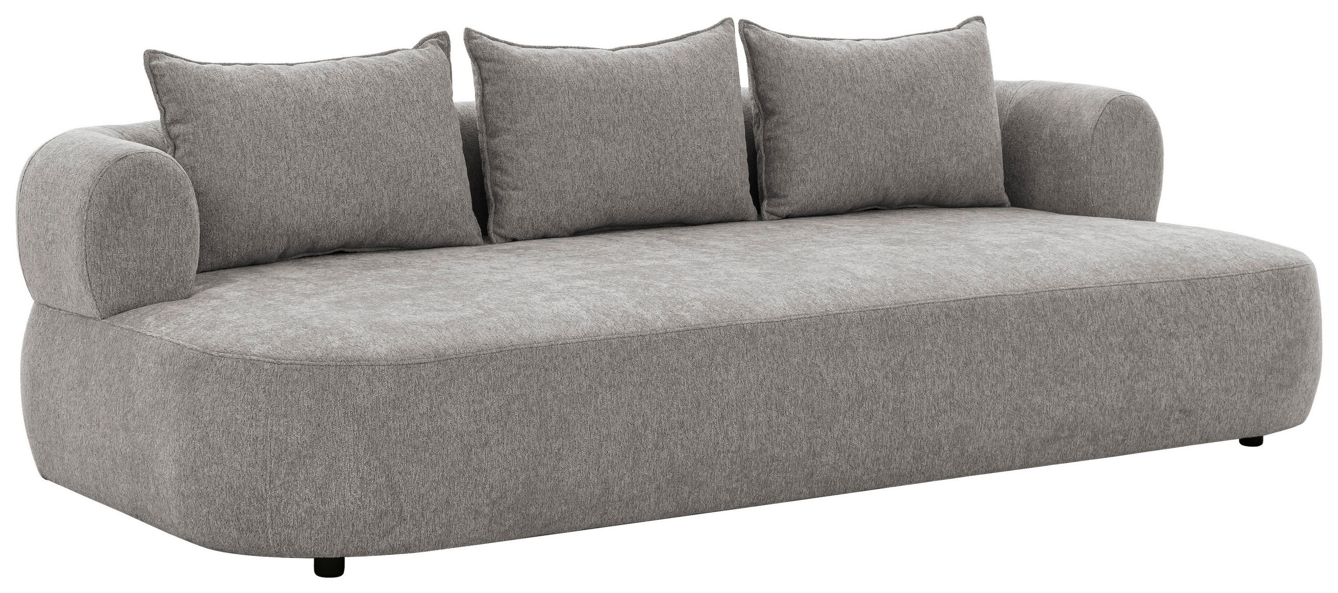 BIGSOFA in Chenille Grau  - Schwarz/Grau, Design, Kunststoff/Textil (240/76/122cm) - Livetastic