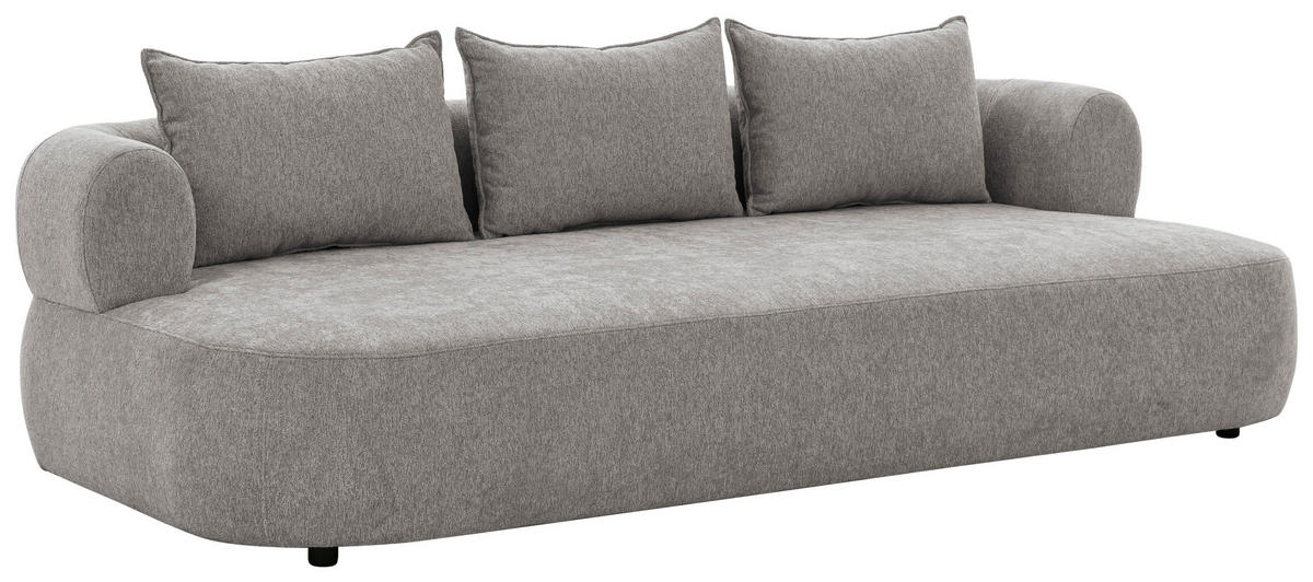 BIGSOFA in Chenille Grau  - Schwarz/Grau, Design, Kunststoff/Textil (240/76/122cm) - Livetastic