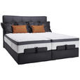 BOXSPRINGBETT 180/200 cm  in Anthrazit  - Anthrazit/Schwarz, Design, Leder/Holz (180/200cm) - Novel