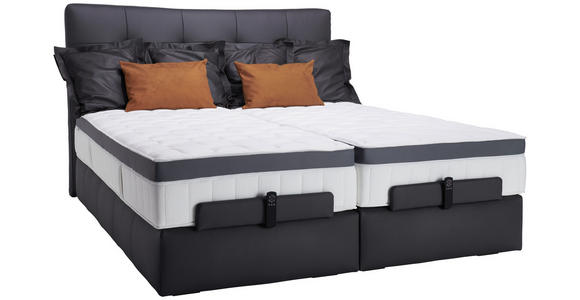 BOXSPRINGBETT 180/200 cm  in Anthrazit  - Anthrazit/Schwarz, Design, Leder/Holz (180/200cm) - Novel