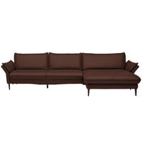 ECKSOFA in Echtleder Braun  - Schwarz/Braun, Design, Leder/Metall (334/172cm) - Valdera