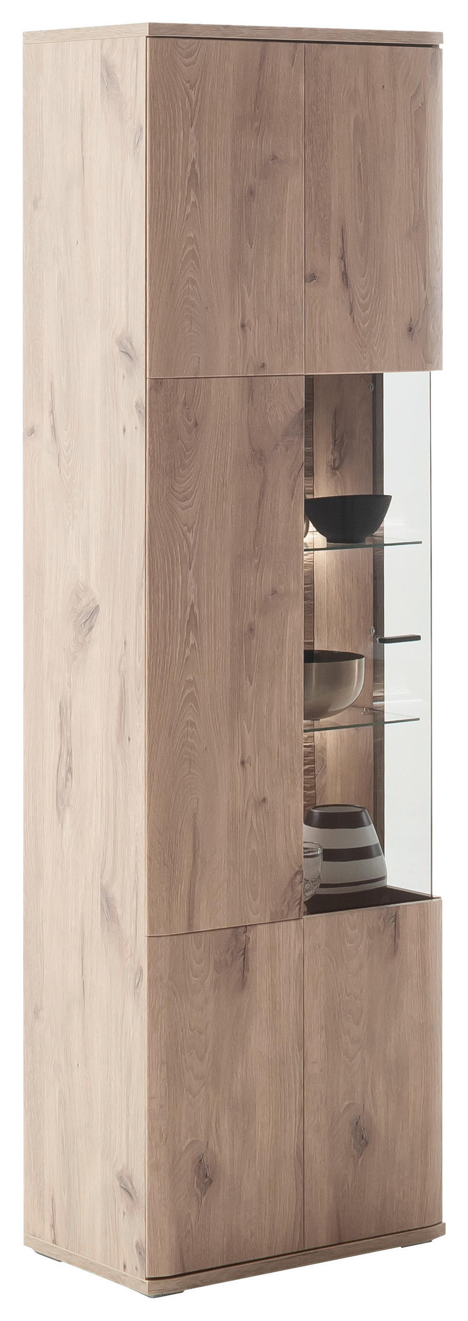 VITRINE in Eichefarben  - Eichefarben/Anthrazit, Design, Glas/Holzwerkstoff (60/199/37cm) - MID.YOU