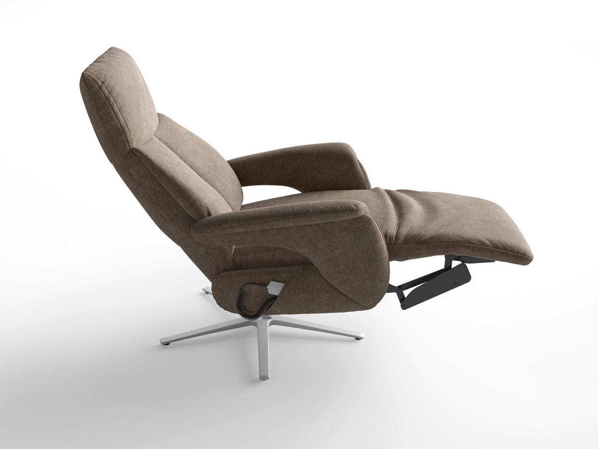 RELAXAČNÍ KŘESLO, textil, hnědá - barvy stříbra/hnědá, Basics, kov/textil (75/110/85cm) - Sit & More