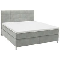 BOXSPRINGBETT 160/200 cm  in Hellgrau  - Chromfarben/Hellgrau, Konventionell, Kunststoff/Textil (160/200cm) - Voleo