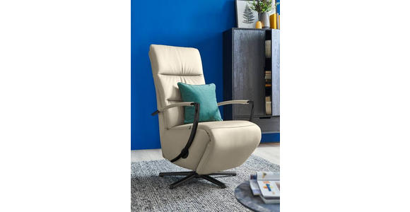 RELAXSESSEL in Leder Creme  - Creme/Schwarz, Design, Leder/Metall (64/112/80cm) - Cantus