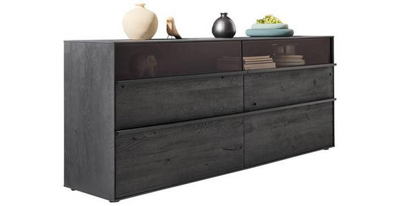 SIDEBOARD Anthrazit 190/80/44 cm - Anthrazit/Schwarz, Design, Glas/Holz (190/80/44cm) - Johann Jakob