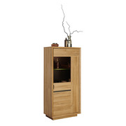 VITRINE in Eichefarben - Chromfarben/Eichefarben, Design, Glas/Holzwerkstoff (67/144/38cm) - Hom`in