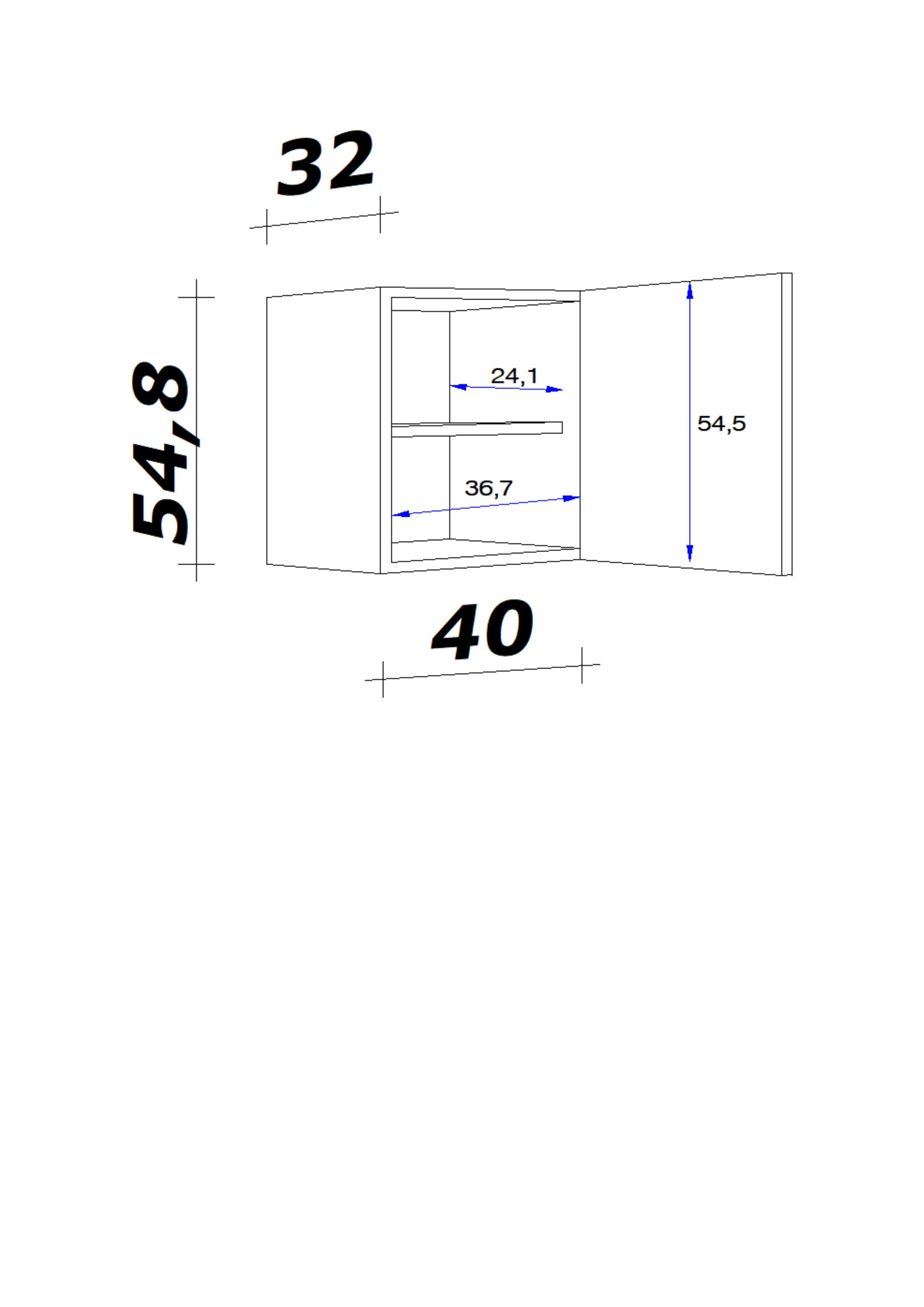 KÜCHENOBERSCHRANK 40/54,8/32 cm  in Eiche San Remo  - Edelstahlfarben/Eiche San Remo, MODERN, Holzwerkstoff/Metall (40/54,8/32cm) - FlexWell