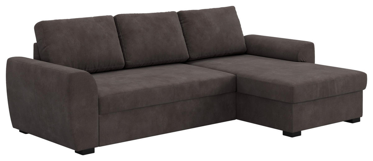 ECKSOFA Braun Mikrofaser Zierkissen, Bettkasten  - Schwarz/Braun, Trend, Kunststoff/Textil (253/154cm) - MID.YOU