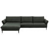 ECKSOFA in Echtleder Olivgrün  - Schwarz/Olivgrün, Design, Leder/Metall (172/334cm) - Valdera