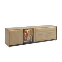 TV-BÄNK FRAME 195/57/40 cm 2 låda(or) möbler i samma serie finns att köpa till, stående  - svart/ekfärgad, Modern, trämaterial/glas (195/57/40cm) - Stylife