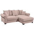 ECKSOFA Rosa Cord  - Schwarz/Rosa, KONVENTIONELL, Kunststoff/Textil (255/185cm) - Hom`in