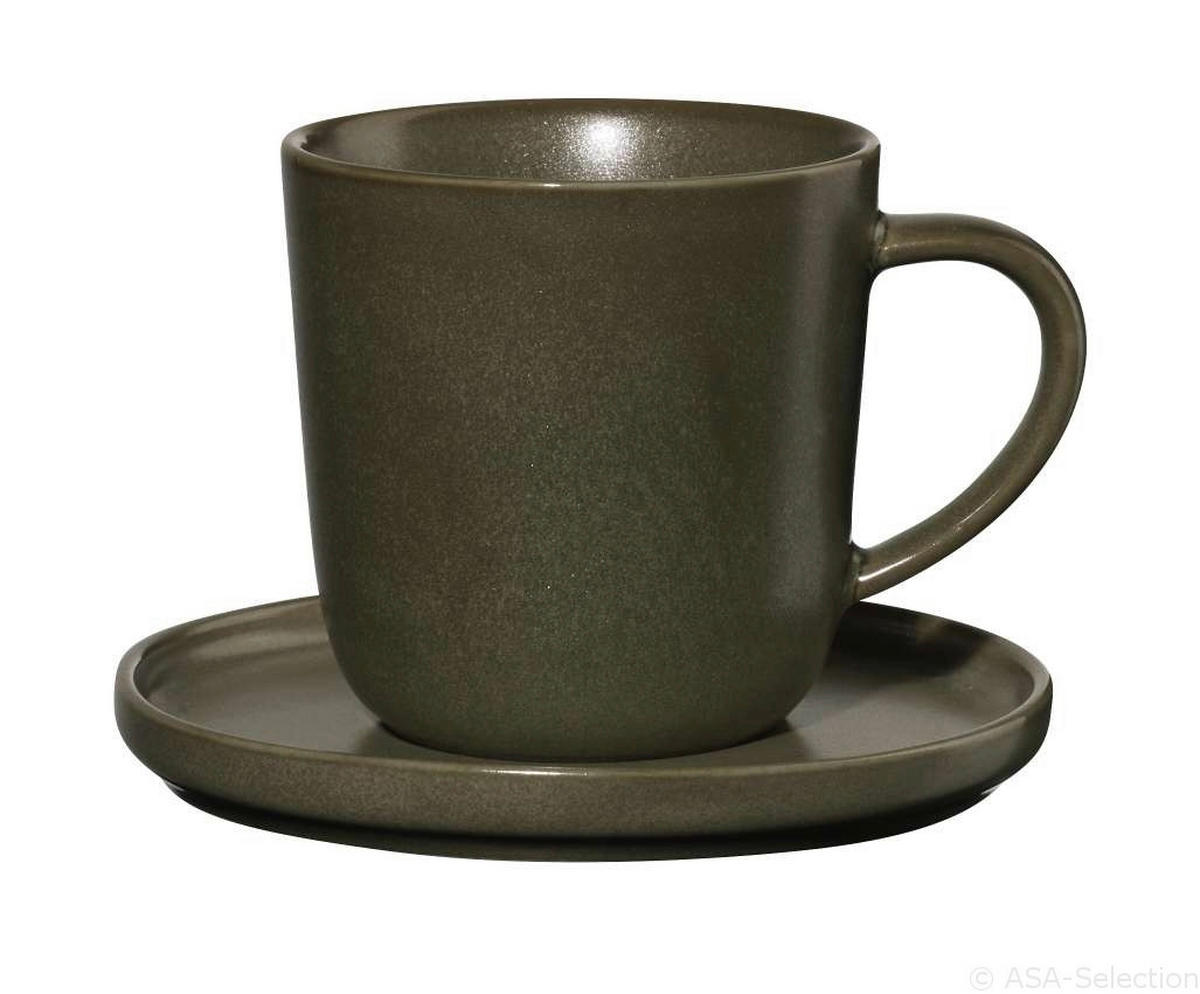 ESPRESSOTASSE MIT UNTERTASSE COPPA NORI 80 ml  - Olivgrün, Basics, Keramik (6/6cm) - ASA