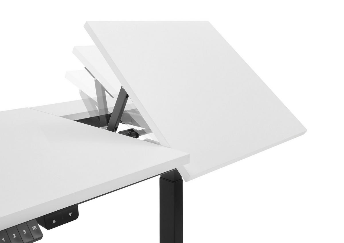 SCHREIBTISCH 120/77/66-129 cm  in Schwarz, Weiß  - Schwarz/Weiß, MODERN, Holzwerkstoff/Metall (120/77/66-129cm) - Carryhome