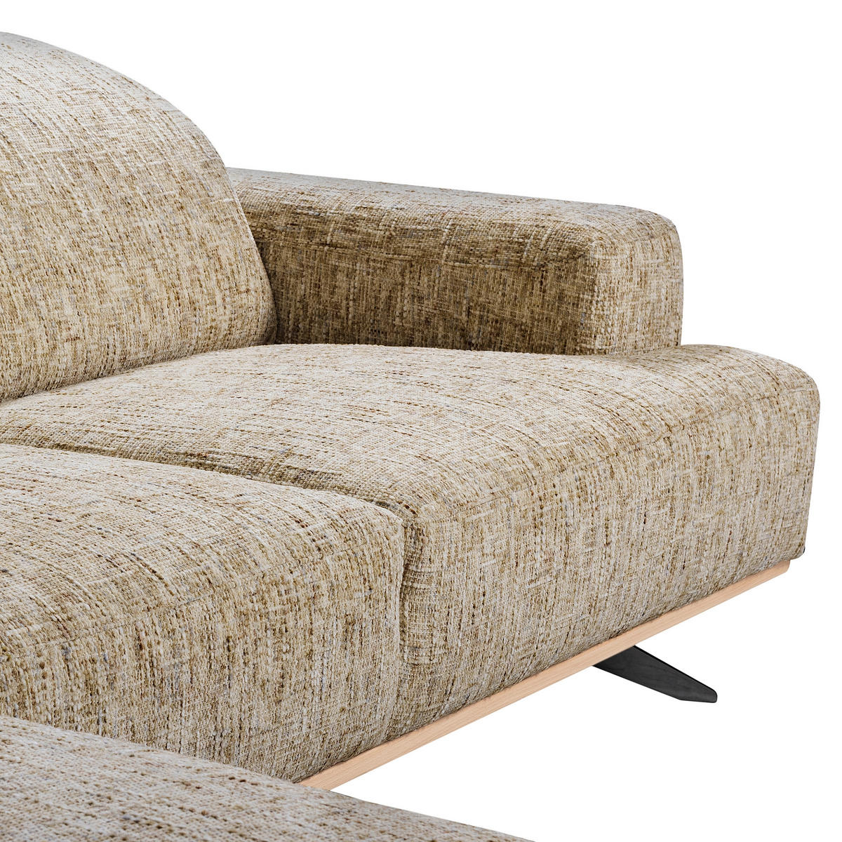 ECKSOFA PORTLAND Hellbraun Struktur Kopfteilverstellung  - Hellbraun/Schwarz, Design, Holz/Textil (187/295cm) - Livetastic