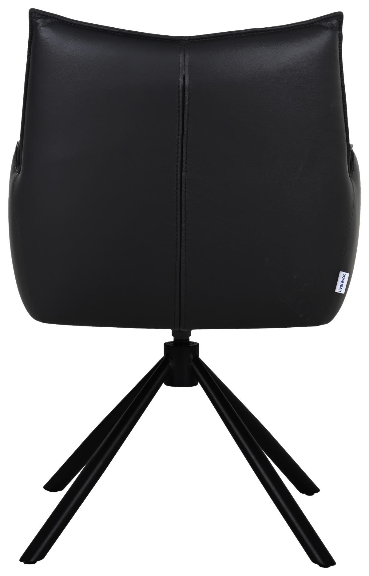 ARMLEHNSTUHL  Sitzfläche 360° drehbar, automatische Rückholfunktion  Echtleder  - Schwarz, MODERN, Leder/Metall (58,5/87,5/61cm) - Livetastic