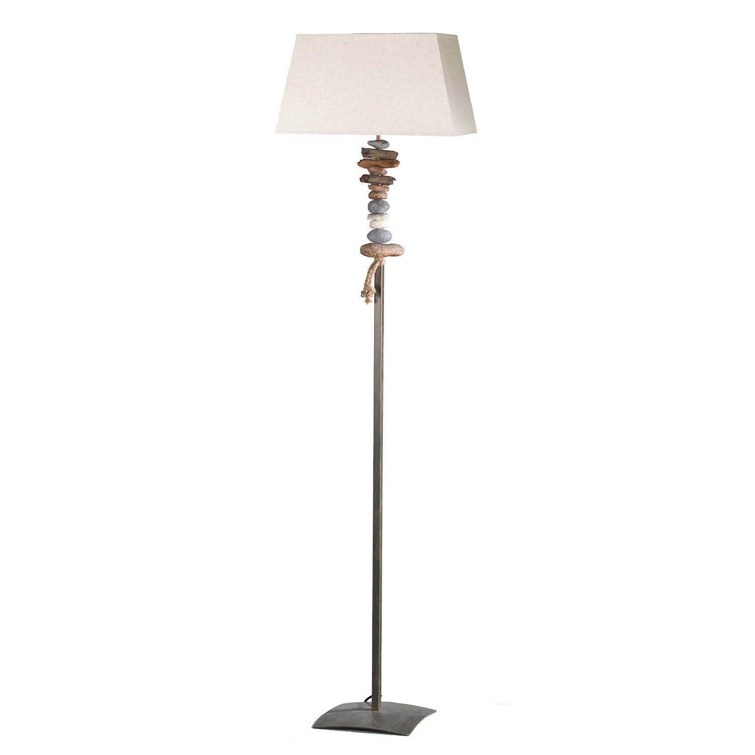 STEHLEUCHTE 45/25/170 cm    - Schwarz/Weiß, Natur, Textil/Stein (45/25/170cm)