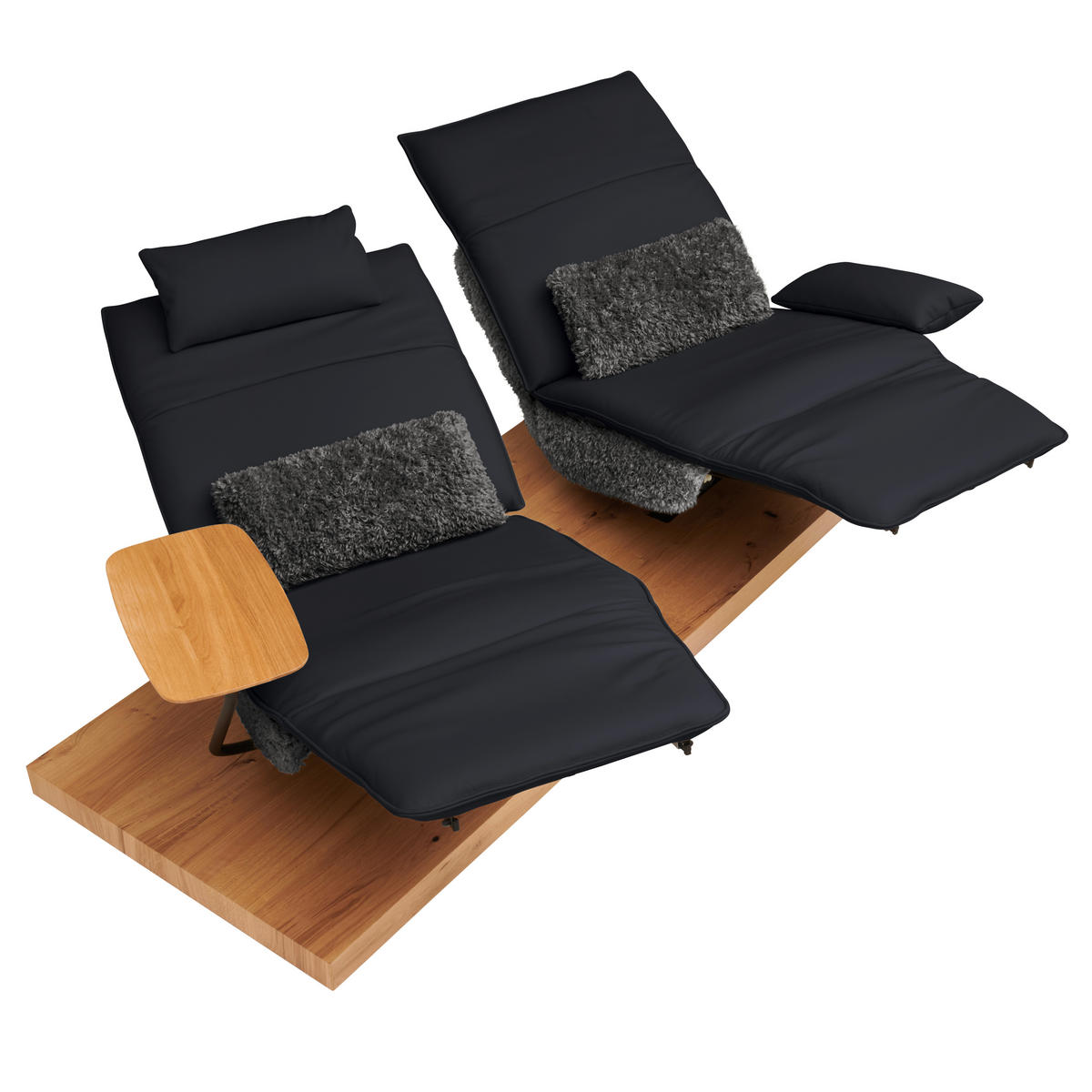 2-SITZER-SOFA Hochflor Echtleder Anthrazit, Schwarz  - Anthrazit/Schwarz, Design, Leder/Holz (240/65/104cm) - Koinor