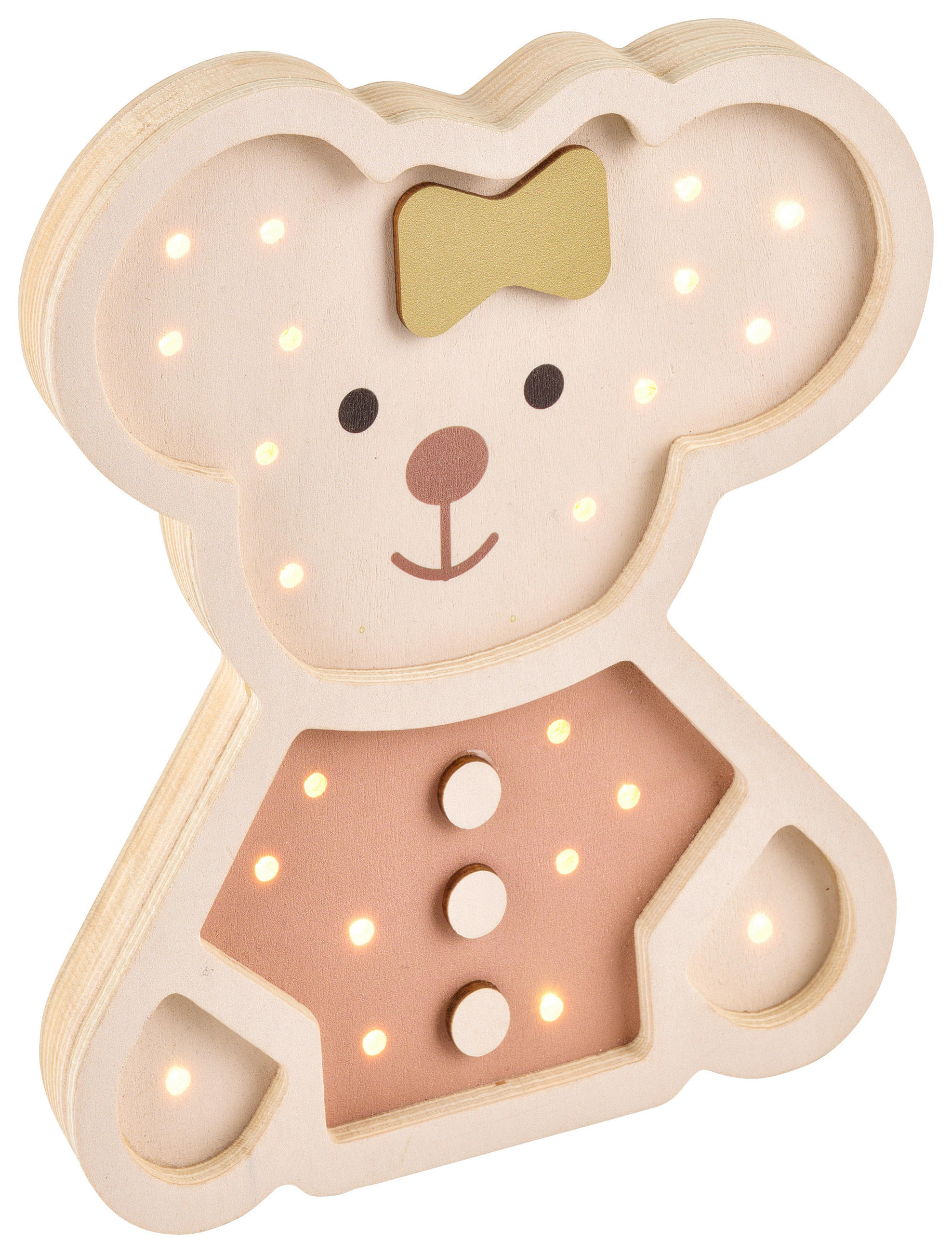 LED-BORDSLAMPA FÖR BARN - grön/ljusbrun, Basics, trämaterial/plast (20/18/2,4cm) - My Baby Lou