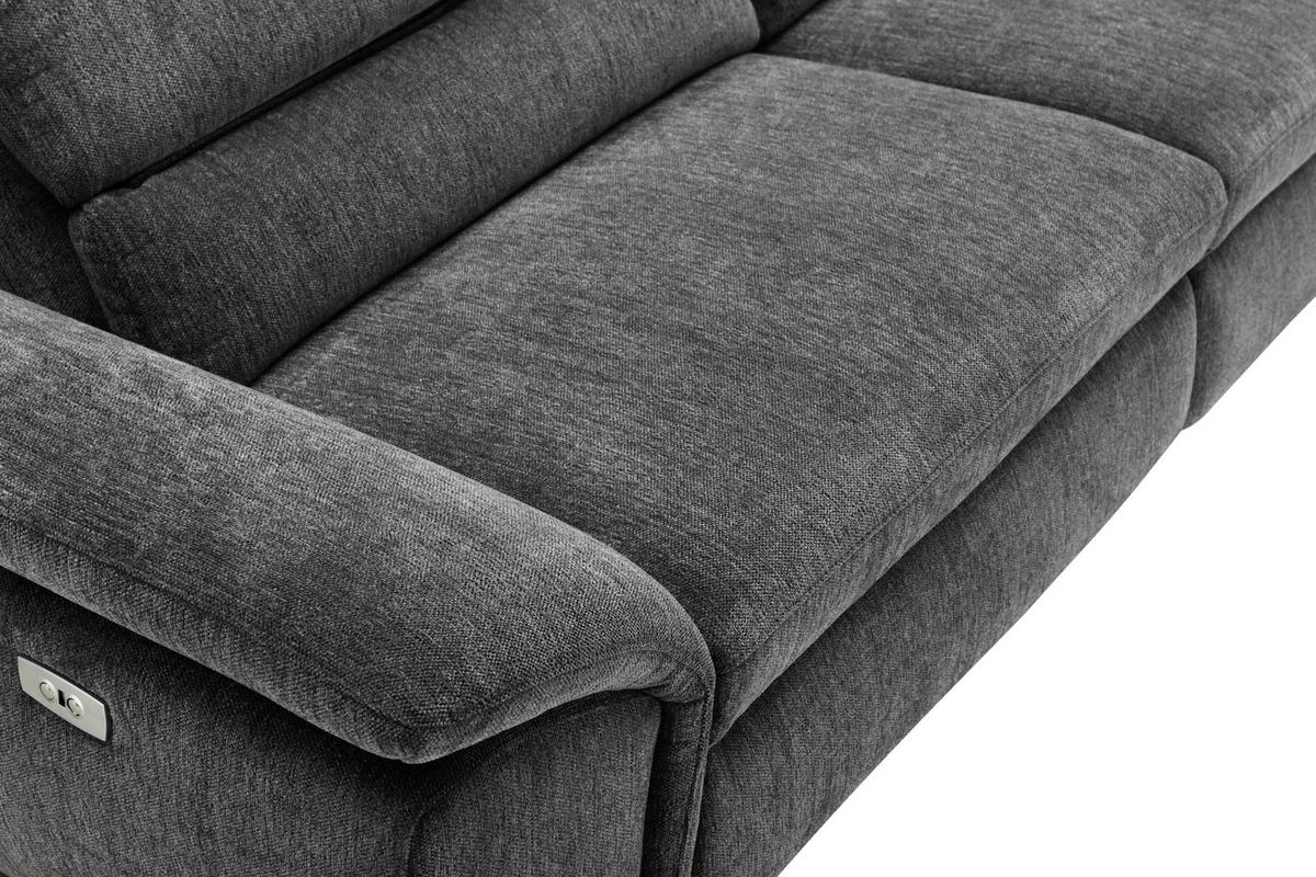 2-SITZER-SOFA in Mikrofaser Dunkelgrau  - Dunkelgrau/Schwarz, Design, Textil/Metall (222cm) - Livetastic