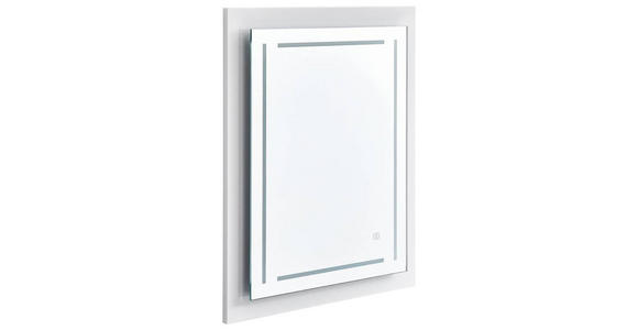 BADEZIMMERSPIEGEL 60/74/3,9 cm - Silberfarben/Weiß, Design, Glas/Holzwerkstoff (60/74/3,9cm) - Novel