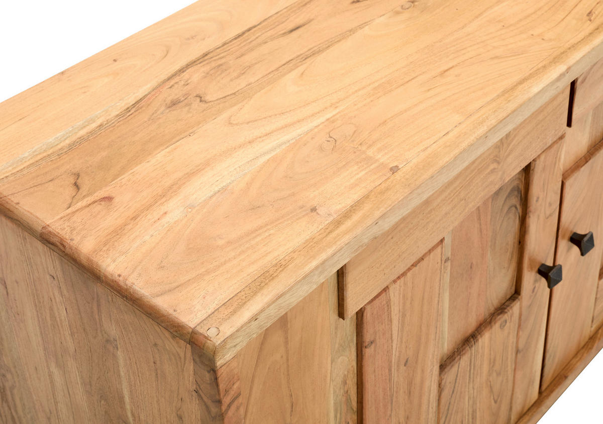 SIDEBOARD 175/80/45 cm  - mörkgrå/akaciefärgad, Natur, metall/trä (175/80/45cm) - MID.YOU