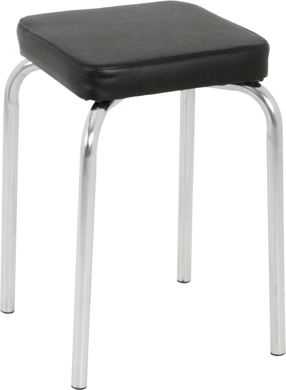 STAPELHOCKER in Metall, Textil Schwarz, Chromfarben  - Chromfarben/Schwarz, KONVENTIONELL, Textil/Metall (36/49/36cm) - Boxxx