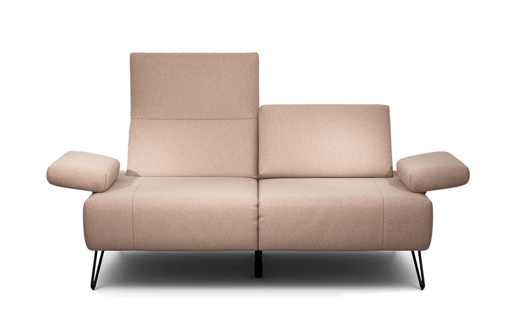 2-SITZER-SOFA Chenille Rosa  - Schwarz/Rosa, Design, Textil/Metall (164-194/85/86-94cm) - SENSOO