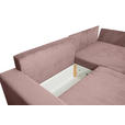 ECKSOFA Rosa Cord  - Schwarz/Rosa, KONVENTIONELL, Kunststoff/Textil (245/153cm) - Carryhome
