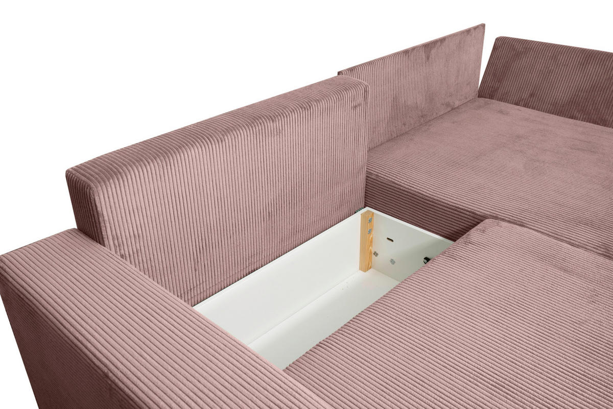 ECKSOFA Rosa Cord  - Schwarz/Rosa, KONVENTIONELL, Kunststoff/Textil (245/153cm) - Carryhome