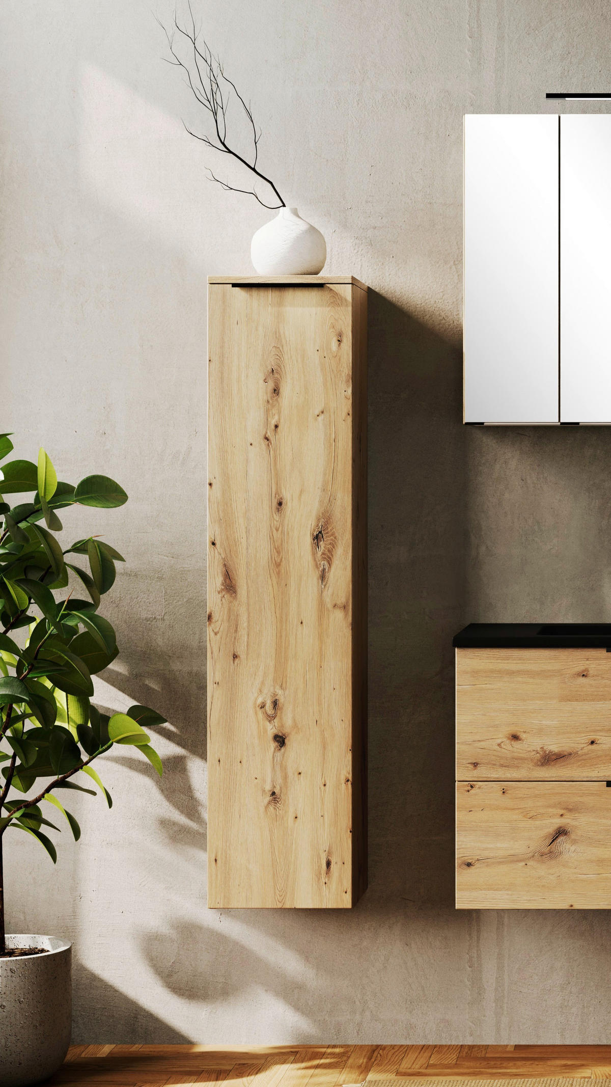 MIDISCHRANK 30/130/35 cm  - Schwarz/Eiche Artisan, Modern, Holzwerkstoff/Kunststoff (30/130/35cm) - Held