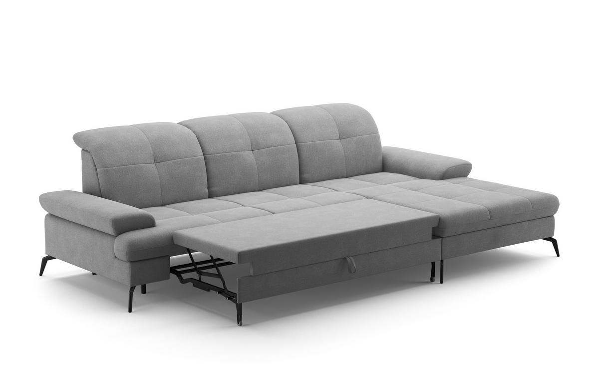 ECKSOFA in Flachgewebe Grau  - Schwarz/Grau, Konventionell, Textil/Metall (279/185cm) - Sit & More