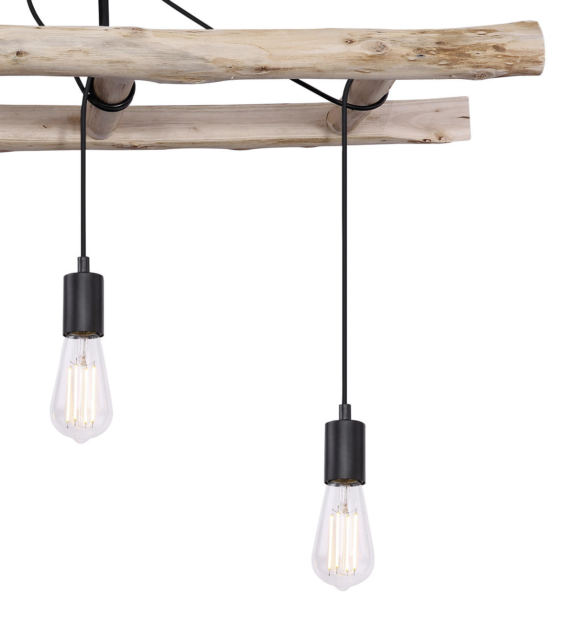 HÄNGELEUCHTE 115/30/80 cm    - Schwarz/Naturfarben, Natur, Holz/Metall (115/30/80cm) - Globo