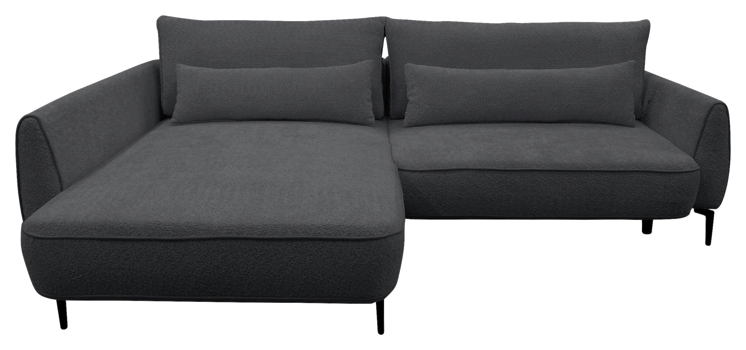 ECKSOFA in Bouclé Dunkelgrau  - Dunkelgrau/Creme, Design, Textil/Metall (204/273cm) - MID.YOU