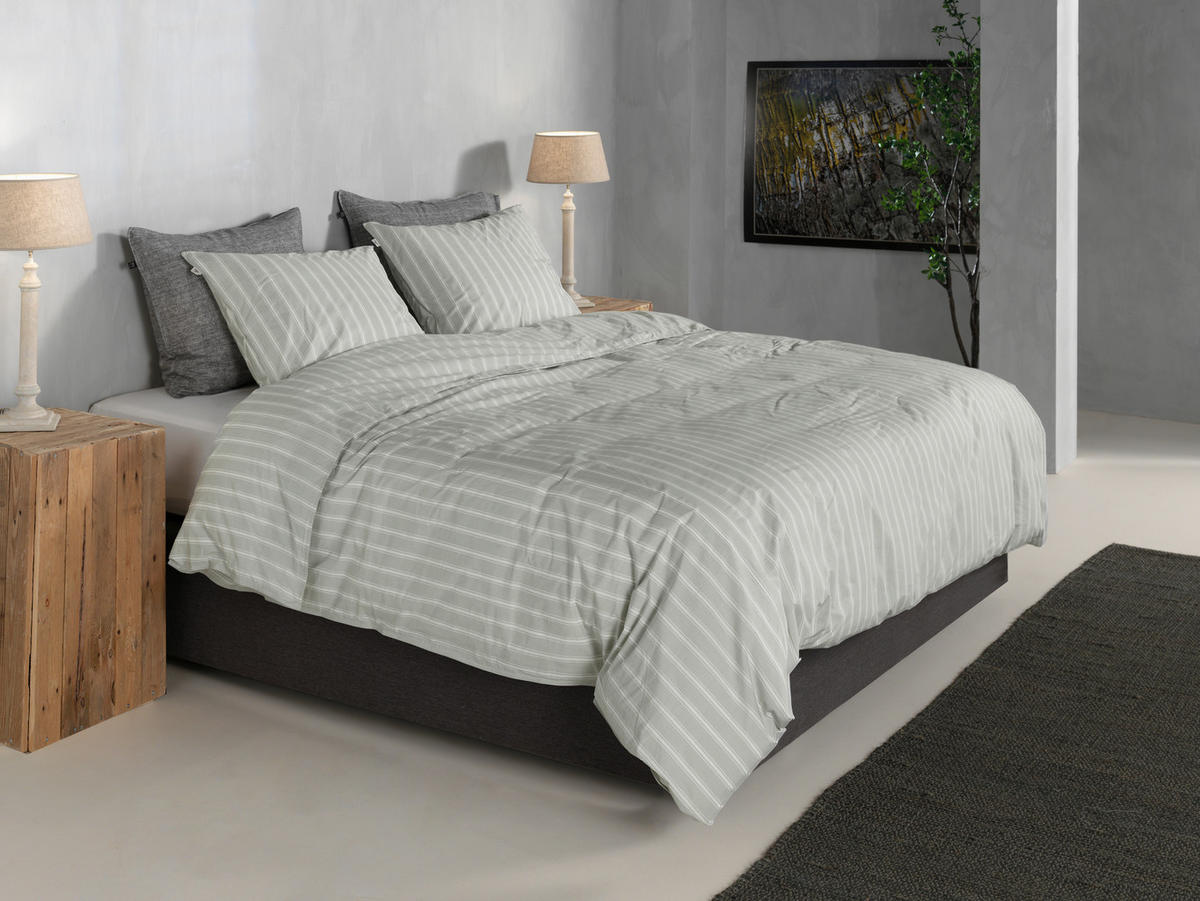 BETTWÄSCHE Righe-di-Percalle Perkal 155/220 cm  - Hellgrau, Basics, Textil (155/220cm)