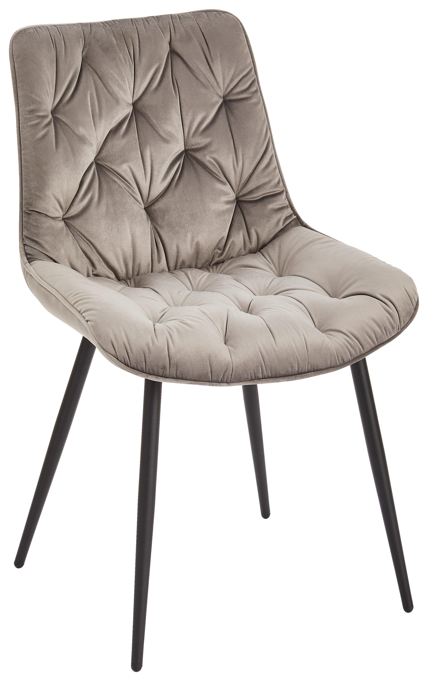 STUHL Samt Grau Pappel Sperrholz  - Schwarz/Grau, MODERN, Holz/Textil (52/85/59cm) - Livetastic