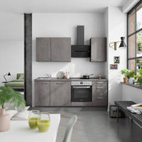 KÜCHENBLOCK Riva 210 cm  in Schieferfarben  - Schieferfarben/Edelstahlfarben, MODERN, Holzwerkstoff/Metall (210cm) - Nobilia