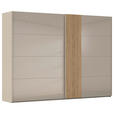 SCHWEBETÜRENSCHRANK  in Eichefarben, Fango  - Fango/Eichefarben, Design, Glas/Holzwerkstoff (301/223/68cm) - Novel