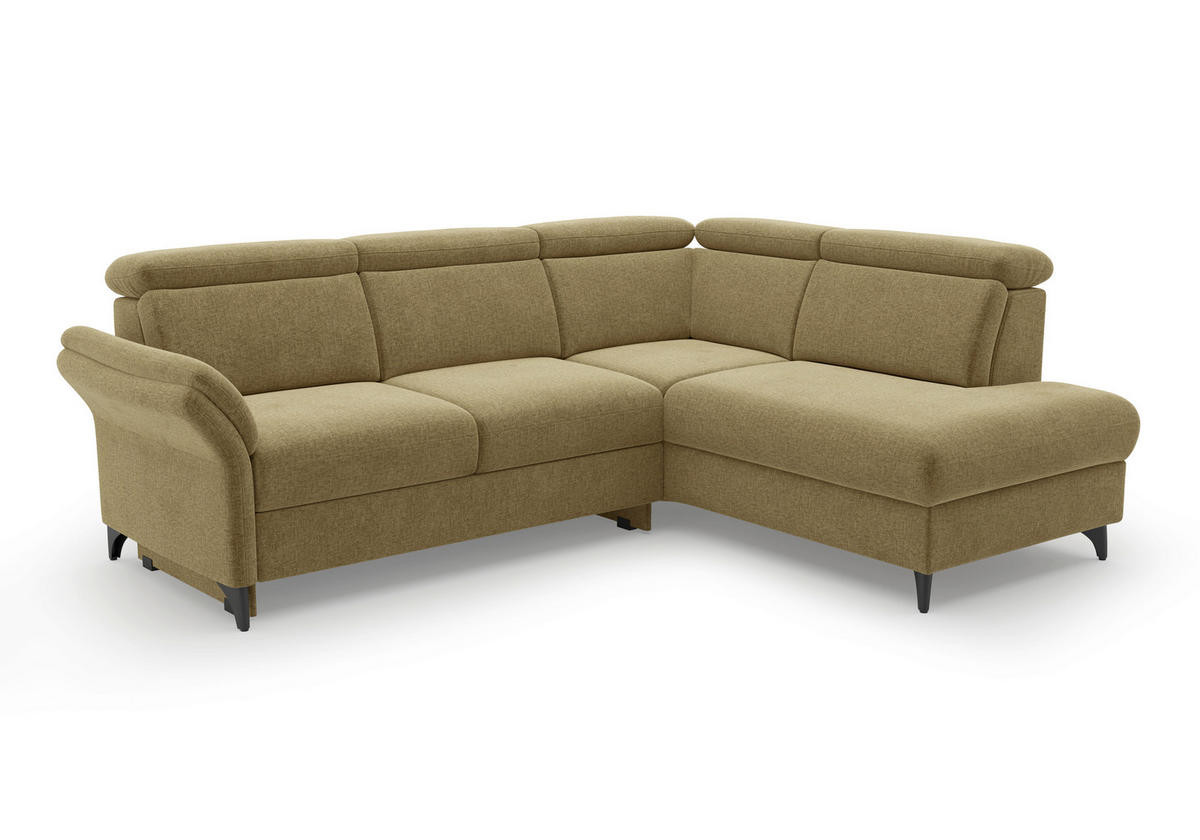 ECKSOFA Flachgewebe Olivgrün  - Schwarz/Olivgrün, Konventionell, Textil/Metall (247/193cm) - Sit & More