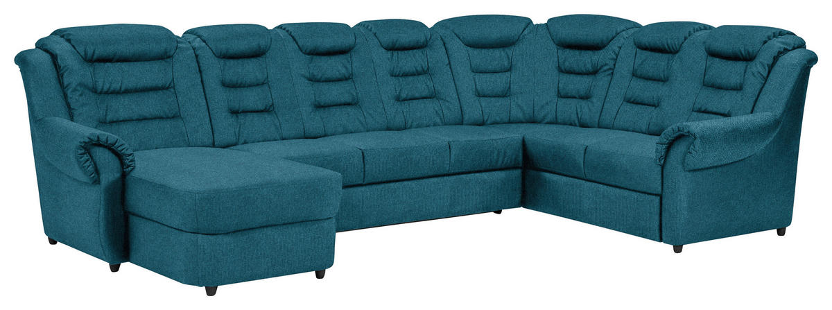 WOHNLANDSCHAFT in Chenille Blau  - Blau/Schwarz, Konventionell, Kunststoff/Textil (165/333/216cm) - Livetastic