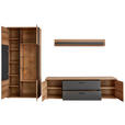WOHNWAND  in Schwarz, Eichefarben, Dunkelgrau  312,4/208,8/50 cm  - Eichefarben/Dunkelgrau, KONVENTIONELL, Glas/Holzwerkstoff (312,4/208,8/50cm) - Xora