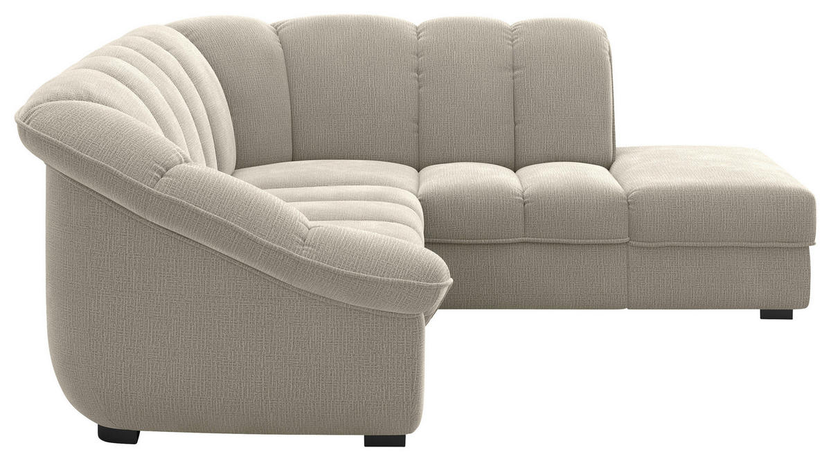 ECKSOFA Graubraun Chenille Bettkasten, Schlaffunktion, Rücken echt  - Graubraun/Schwarz, KONVENTIONELL, Kunststoff/Textil (260/222cm) - Welnova