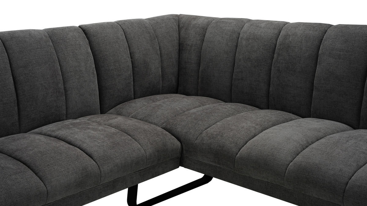 ECKBANK  in Grau  - Schwarz/Grau, MODERN, Textil/Metall (174/230/82/69cm) - Livetastic