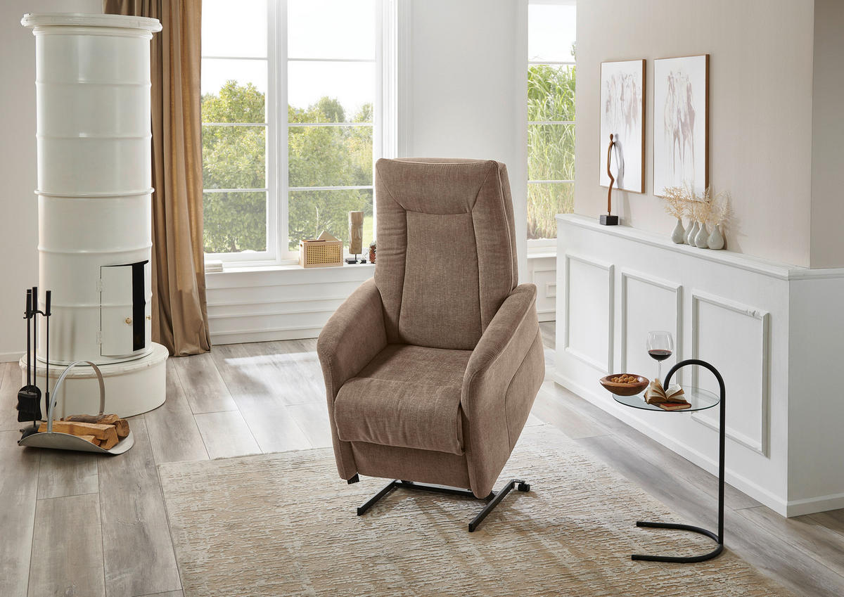 FERNSEHSESSEL in Chenille Beige  - Beige/Grau, Konventionell, Kunststoff/Textil (78/115/90cm) - Hukla