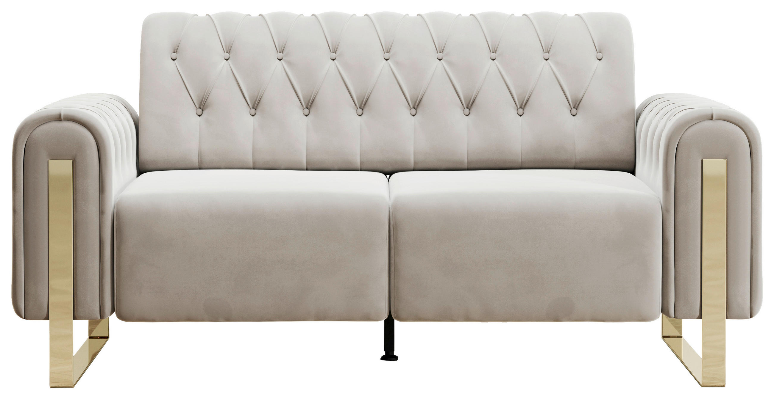 2-SITZER-SOFA Velours Beige  - Beige/Goldfarben, KONVENTIONELL, Textil/Metall (194/90/97cm) - Carryhome