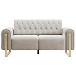 2-SITZER-SOFA Velours Beige  - Beige/Goldfarben, KONVENTIONELL, Textil/Metall (194/90/97cm) - Carryhome