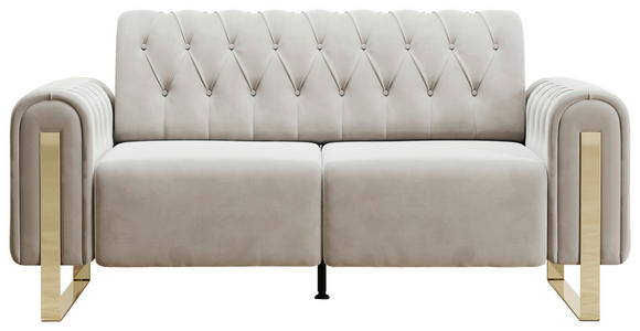 2-SITZER-SOFA Velours Beige  - Beige/Goldfarben, KONVENTIONELL, Textil/Metall (194/90/97cm) - Carryhome