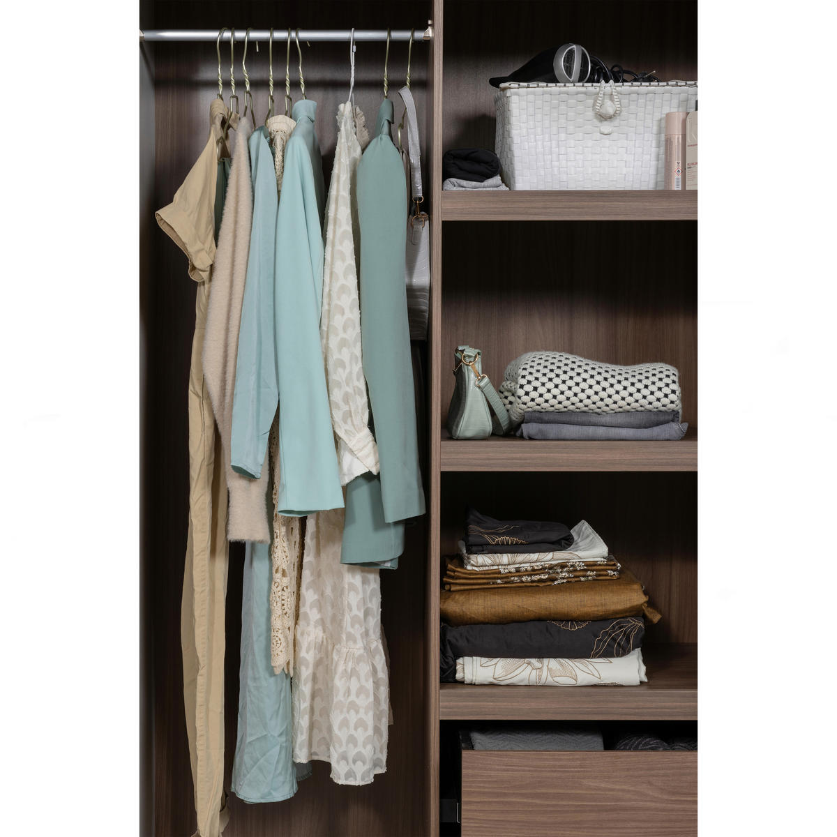 DREHTÜRENSCHRANK 110/210/58 cm 2-türig Grau  - Walnussfarben/Grau, Design, Holz (110/210/58cm) - Livetastic