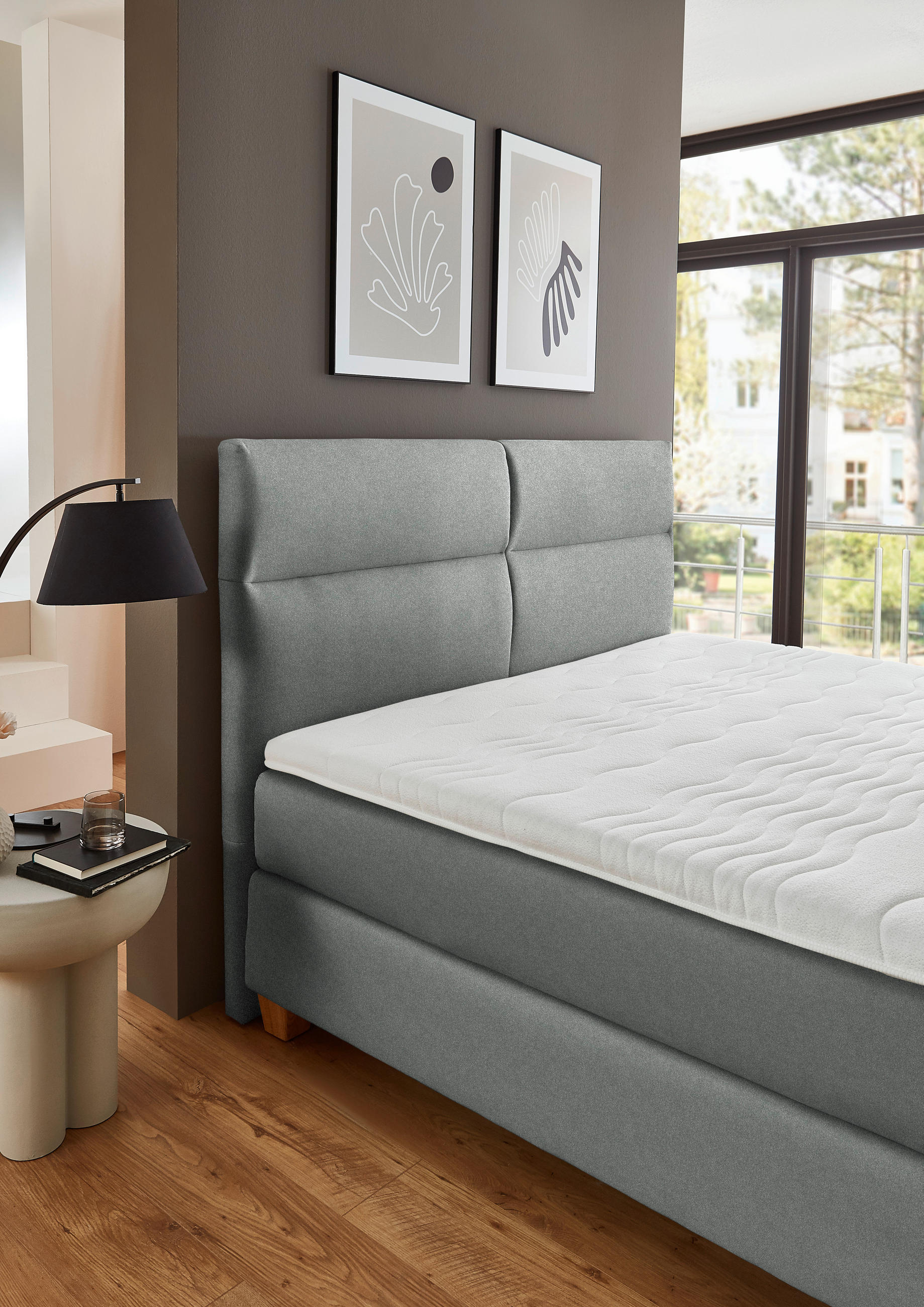 BOXSPRINGBETT 180/200 cm  in Grau  - Naturfarben/Grau, MODERN, Holz/Textil (180/200cm) - Beldomo - Sleep
